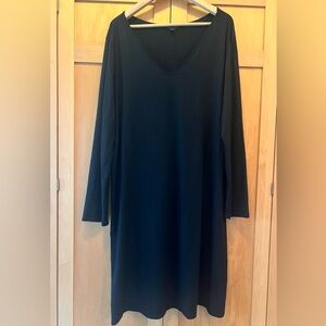 J. Jill Wearever Collection Black Long Sleeve V-Neck Midi Dress XL